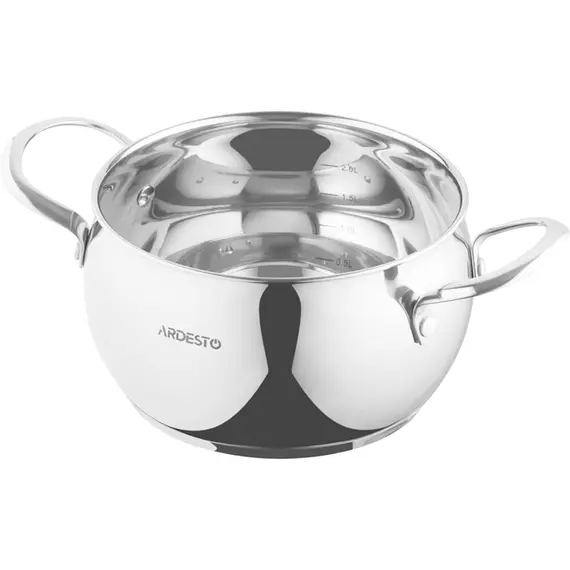 ქვაბი Ardesto Casserole with glass lid Gemini Liguria, 3l, stainless steel , 2 image - Primestore.ge