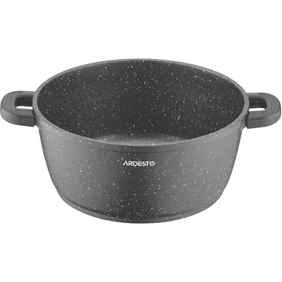 ქვაბი Ardesto Casserole with glass lid Gemini Anzio, 4.4l, aluminium, black , 3 image - Primestore.ge