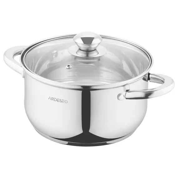 ქვაბი Ardesto Casserole with glass lid Gemini Gourmet Spoleto,, 3.2l, stainless steel  - Primestore.ge