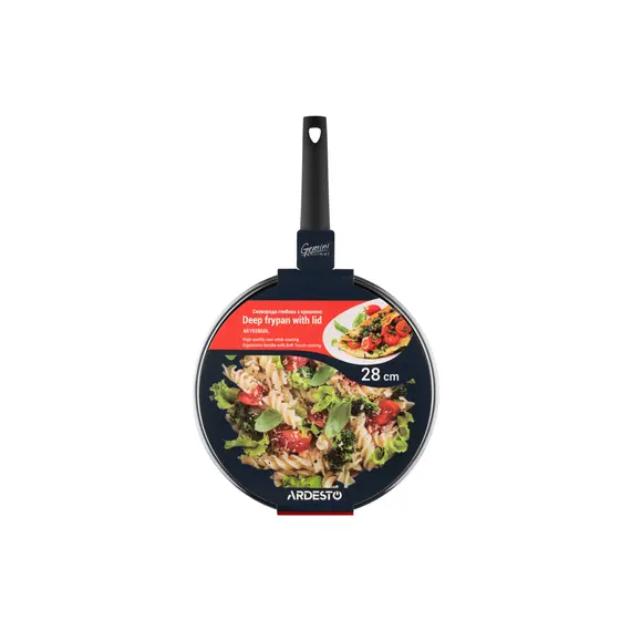 ტაფა Ardesto Deep Fry pan with lid Gemini Gourmet Viareggio, 28cm, aluminium, black , 8 image - Primestore.ge
