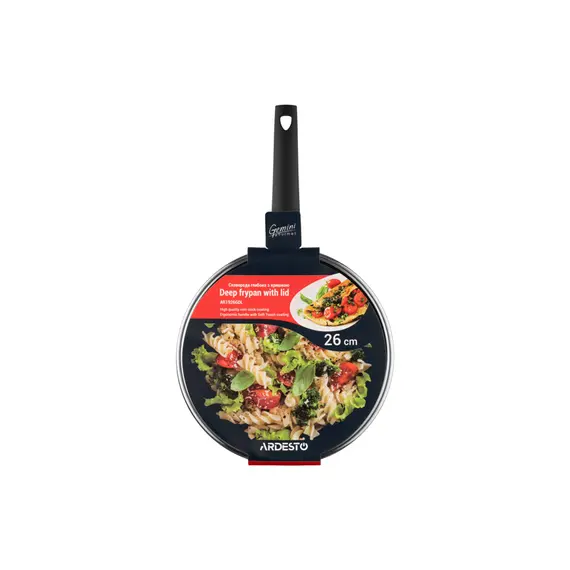 ტაფა Ardesto Deep Fry pan with lid Gemini Gourmet Viareggio, 26cm, aluminium, black , 7 image - Primestore.ge