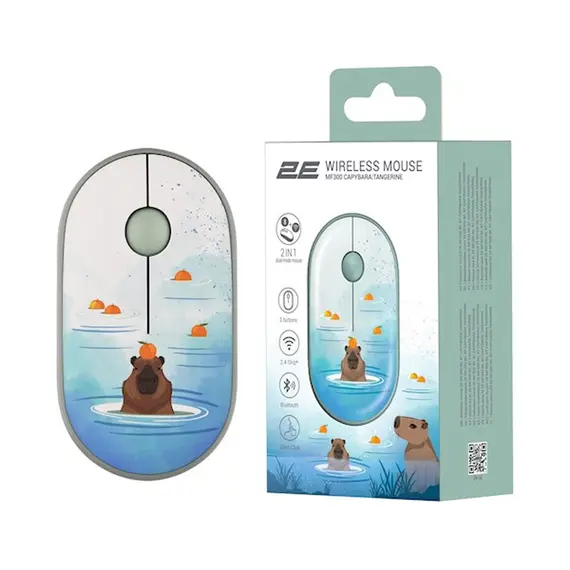 მაუსი 2E MF300 CAPYBARA:TANGERINE Silent WL BT, Green , 5 image - Primestore.ge