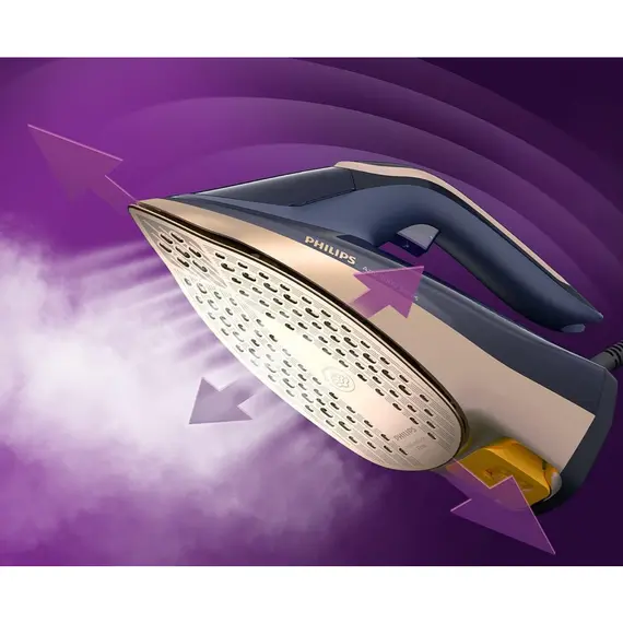 ორთქლის უთო Philips DST8050/20, 3000W, 350ML, Steam Iron, Blue/Golden , 3 image - Primestore.ge
