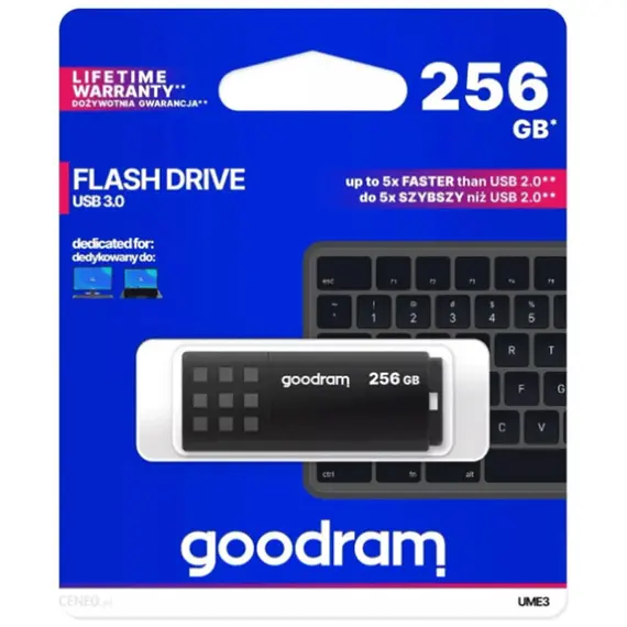 ფლეშ მეხსიერება Flash Goodram 256GB UME3 BLACK USB 3.2 Gen 1 , 3 image - Primestore.ge