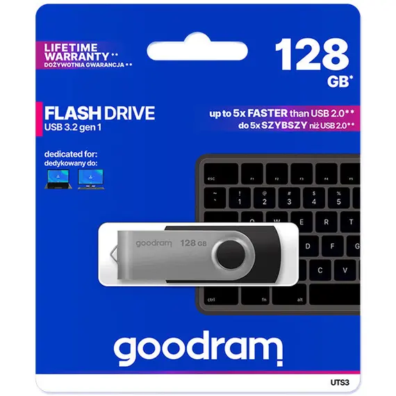 ფლეშ მეხსიერება Flash Goodram 128GB UTS3 BLACK USB 3.2 Gen 1 , 5 image - Primestore.ge