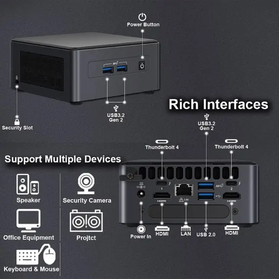 Mini desktop computer Intel Nuc 11 PRO KIT I5-1135G7 NUC11TNHI50000, 2 image