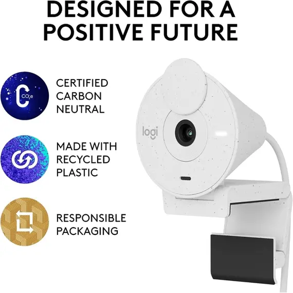 ვებკამერა LOGITECH Brio 300 Off White/L960-001442 - Primestore.ge