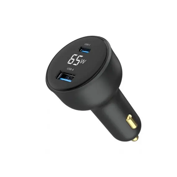 მანქანის დამტენი Gembird TA-UC-AC2PD65LCD-CAR-01 2-port USB Car Fast Charger USB-C PD LCD 65W Black , 5 image - Primestore.ge