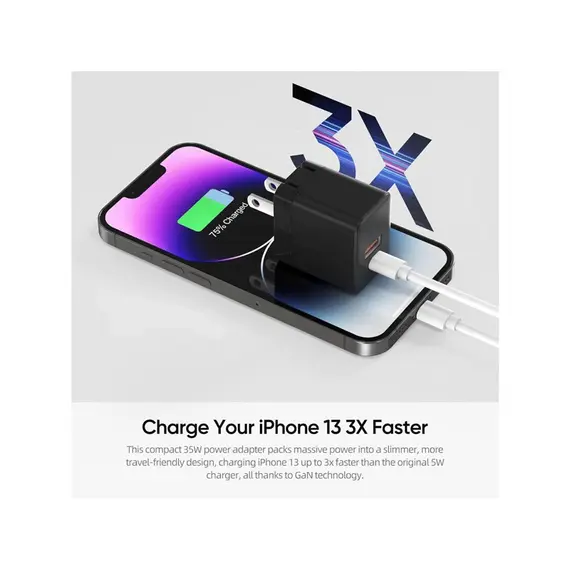 დამტენი Arzopa C35 GaN Power Adapter USB/USB-C 35W , 4 image - Primestore.ge