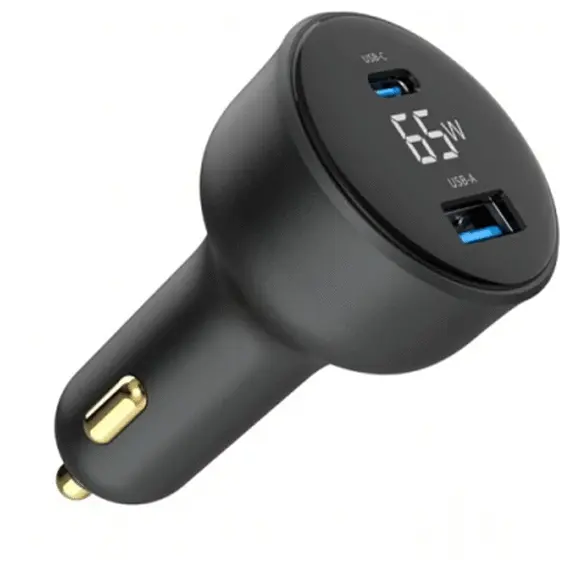 მანქანის დამტენი Gembird TA-UC-AC2PD65LCD-CAR-01 2-port USB Car Fast Charger USB-C PD LCD 65W Black  - Primestore.ge