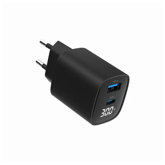 დამტენი Gembird TA-UC-PDQC30LCD-BK-01 2-port 30W USB Fast Charger LCD Black , 3 image - Primestore.ge