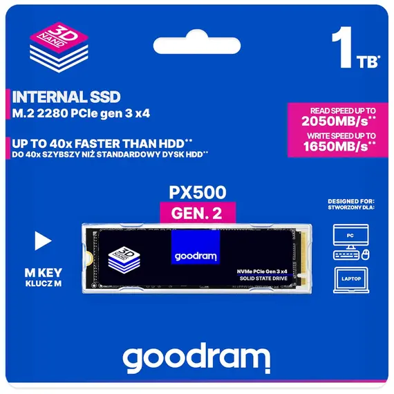 Hard Drive SSD GOODRAM PX500 GEN.2 1TB PCIe 3x4 M.2 2280, 5 image