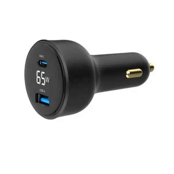 მანქანის დამტენი Gembird TA-UC-AC2PD65LCD-CAR-01 2-port USB Car Fast Charger USB-C PD LCD 65W Black , 4 image - Primestore.ge