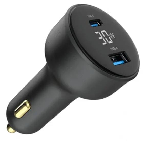 მანქანის დამტენი Gembird TA-UC-AC2PD30LCD-CAR-01 2-port USB CarFast Charger USB-C PD LCD 30W Black  - Primestore.ge
