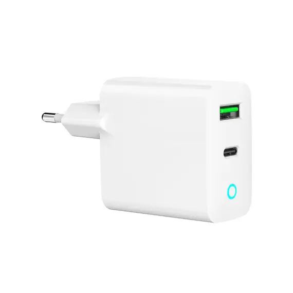 ადაპტერი Gembird TA-UC-PDQC20L-W-01 2-port 20W USB Fast Charger LED White , 3 image - Primestore.ge