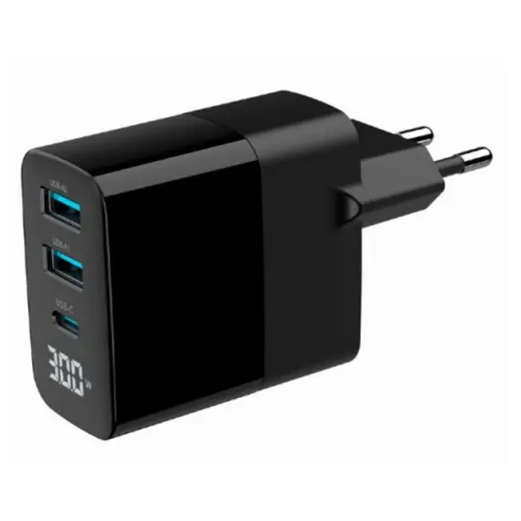 დამტენი Gembird TA-UC-PDQC30LCD-BK-02 3-port 30W GaN USB Fast Charger LCD Black , 3 image - Primestore.ge