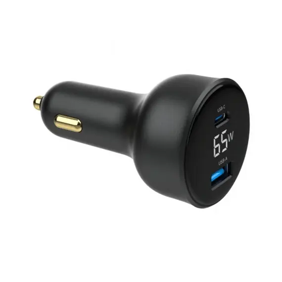 მანქანის დამტენი Gembird TA-UC-AC2PD65LCD-CAR-01 2-port USB Car Fast Charger USB-C PD LCD 65W Black , 6 image - Primestore.ge