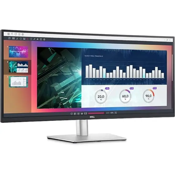 Monitor Dell 210-BFOB P3424WEB 34, 34", Curved Monitor, WQHD, IPS, HDMI, USB, USB-C, DP, Silver, 2 image