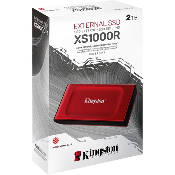 გარე მყარი დისკი Kingston SXS1000R/2000G, 2TB, External SSD, USB 3.2, Red , 3 image - Primestore.ge
