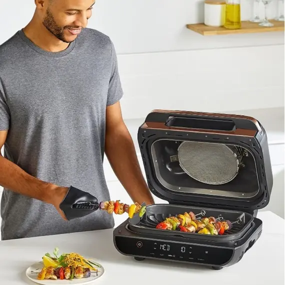 აეროგრილი Ninja AG551EUCP Foodi Max Health, 2460W, 3.8L, Grill And Air Fryer, Gold/Black , 4 image - Primestore.ge