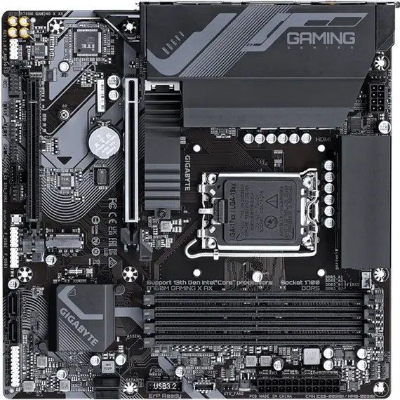 დედა დაფა GIGABYTE B760M GAMING X AX s1700 B760 4xDDR5 M.2 HDMI DP Wi-Fi BT mATX , 2 image - Primestore.ge