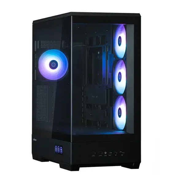 კომპიუტერის ქეისი Zalman PC case P50 DS without PSU, 2xUSB3.0, 1xUSBType-C, 4x120mm ARGB, VGA 435mm, LCS ready, TG Side Panel, ATX, black - Primestore.ge