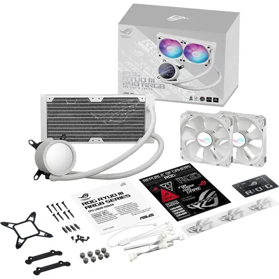 თხევადი გაგრილება ASUS LCS ROG RYUO III 240 ARGB WHT Intel: LGA 115x, 1700, 1200;AMD: AM4, AM5, Anime Matrix LED, ARGB, White , 3 image - Primestore.ge
