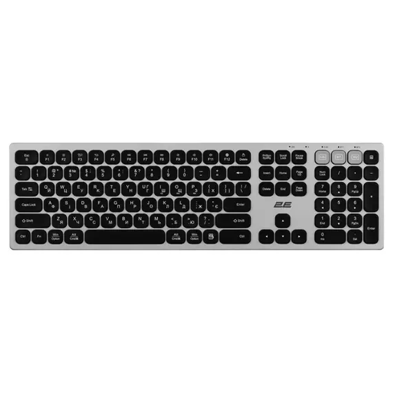 კლავიატურა 2E 2E-KS270WBGR Scissor, Wireless, USB, Bluetooth, Keyboard, Grey/Black - Primestore.ge