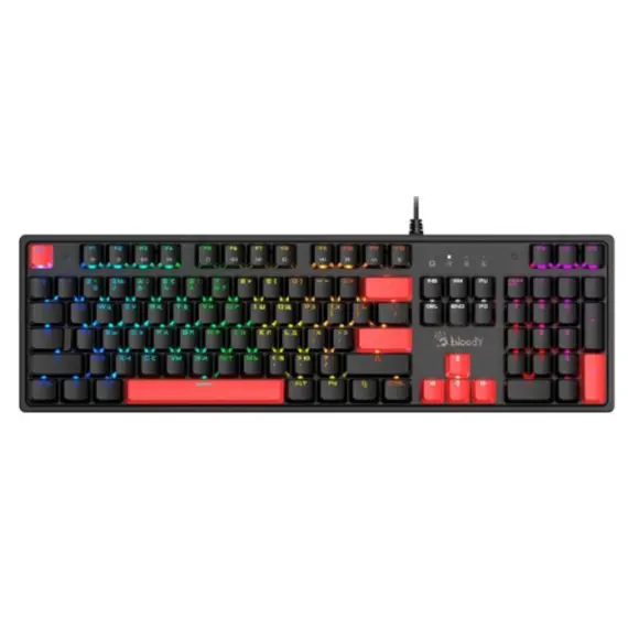კლავიატურა A4tech Bloody S510R RGB Mechanical Gaming Keyboard Blue Switch US Layout Fire Black  - Primestore.ge