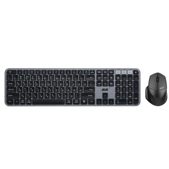 კლავიატურა და მაუსი 2E MK440 WL/BT, EN/UK, grey-black - Primestore.ge