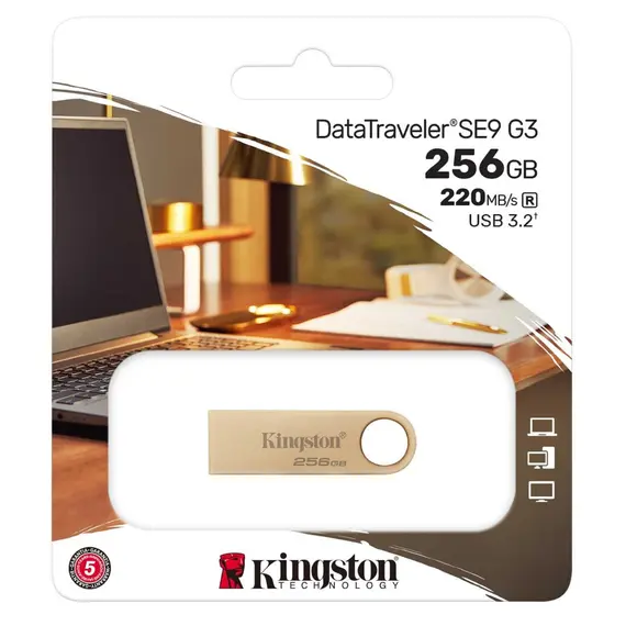 USB ფლეშ მეხსიერება Kingston DTSE9G3/256GB DataTraveler, 256GB, USB3.2, Gold , 3 image - Primestore.ge