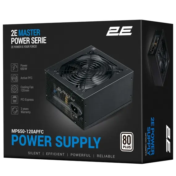 კვების ბლოკი 2E 2E-MP650-120APFC MASTER, 650W, 80 Plus, Power Supply, Black , 5 image - Primestore.ge
