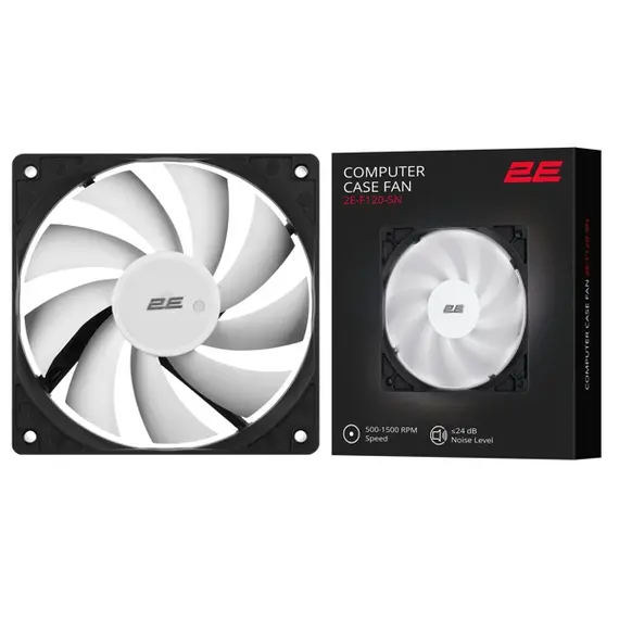 ქულერი 2E 2E-F120-SN, 120mm, 1500rpm, Cooling Fan, Black , 3 image - Primestore.ge