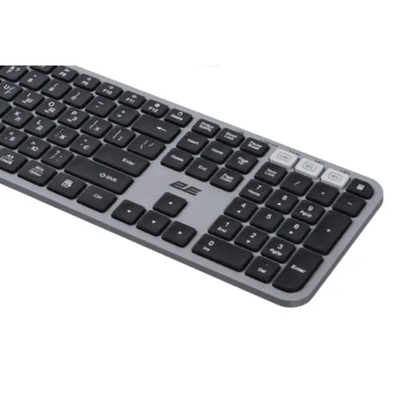 კლავიატურა 2E Keyboard membrane KS240 110key, WL/BT, EN/UK, grey-black , 4 image - Primestore.ge