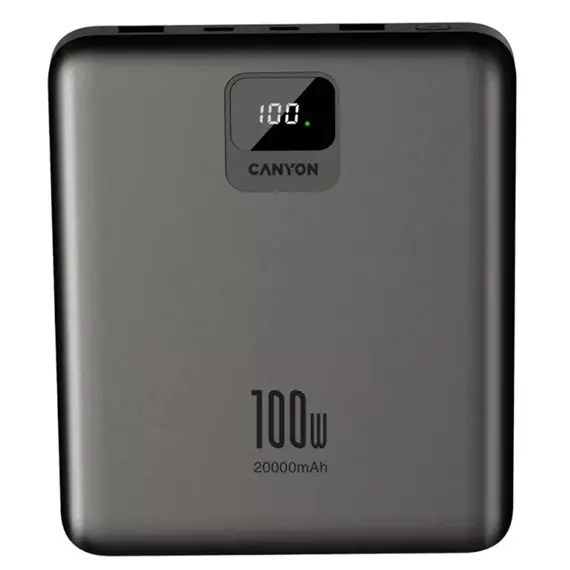 პორტატული დამტენი Canyon CNE-CPB2008DG, 20000mAh, USB-C, USB-A, Power Bank, Gray  - Primestore.ge