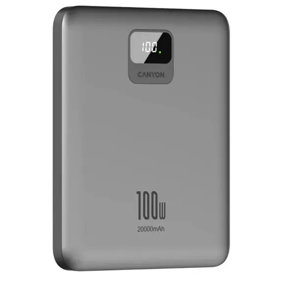 პორტატული დამტენი Canyon CNE-CPB2008DG, 20000mAh, USB-C, USB-A, Power Bank, Gray , 2 image - Primestore.ge