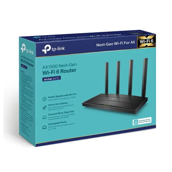 Wi-Fi როუტერი TP-Link AX1500 Gigabit Wi-Fi 6 Router Black , 4 image - Primestore.ge
