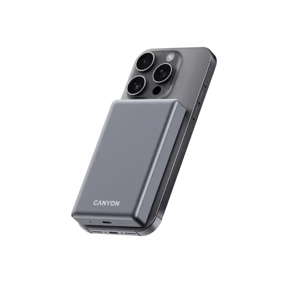 პორტატული დამტენი Canyon OnCharge 510 slim Magsafe 10000 mAh PD20W - Dark Grey , 2 image - Primestore.ge