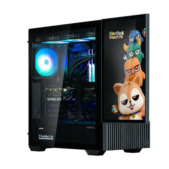 Computer case Zalman Computer case Z10 DS, without PSU, 2xUSB3.0, 1xUSB Type-C, 2x120mm, 1x120mm ARGB, TG Side Panel, ATX, Monitor, balck, 4 image
