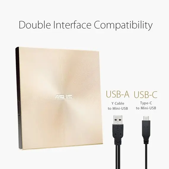 დისკის წამკითხველი ASUS ZenDrive SDRW-08U9M-U DVD+-R/RW USB2.0 EXT Ret Ultra Slim GOLD , 4 image - Primestore.ge