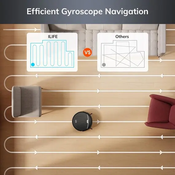 Robot Vacuum Cleaner with Dry and Wet Cleaning Ilife V9 Pro, 3000Pa, Gyroscope Navigation, Self-Empty Robotic Vacuum Cleaner With APP Control, Black, 2 image