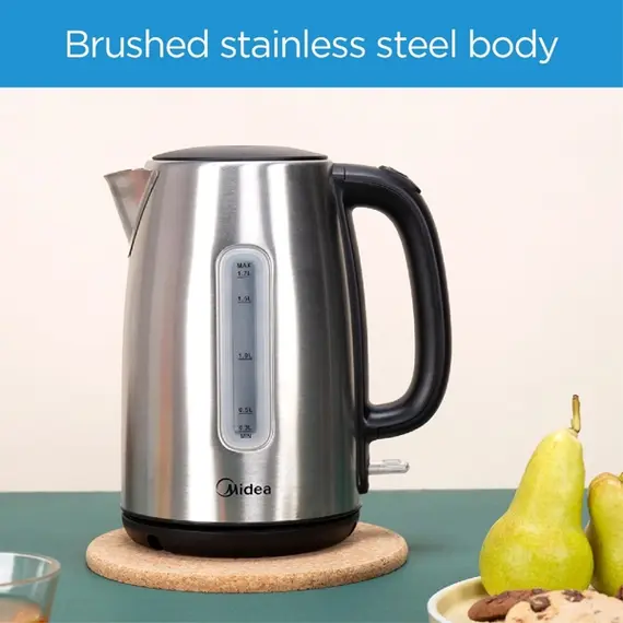 ელექტრო ჩაიდანი Midea MK-17S30A2, 2200W, 1.7L, Electric Kettle, Silver , 3 image - Primestore.ge