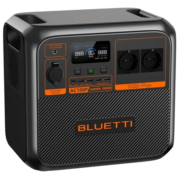 ელექტრო სადგური Bluetti AC180P, 1440Wh, USB-C, USB-A, Power Station, Black , 3 image - Primestore.ge