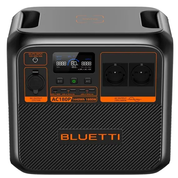 ელექტრო სადგური Bluetti AC180P, 1440Wh, USB-C, USB-A, Power Station, Black , 2 image - Primestore.ge