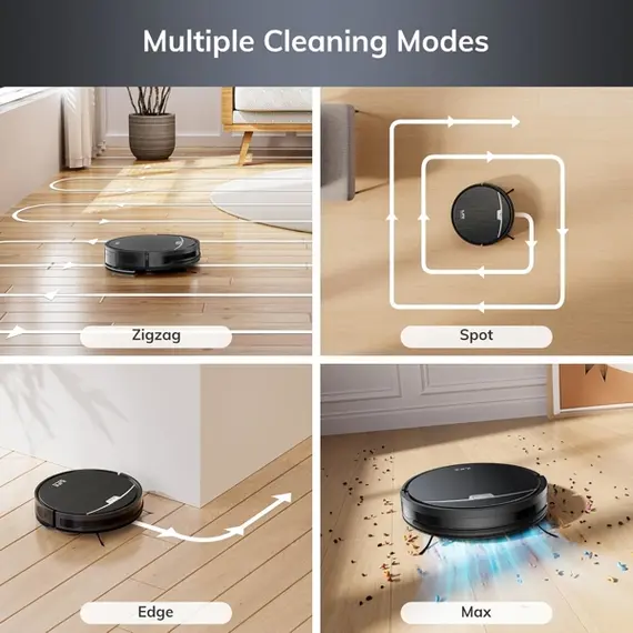 Robot Vacuum Cleaner with Dry and Wet Cleaning Ilife V9 Pro, 3000Pa, Gyroscope Navigation, Self-Empty Robotic Vacuum Cleaner With APP Control, Black, 4 image