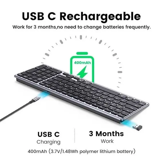 Keyboard UGREEN KU005/15258 Black/Gray, 4 image