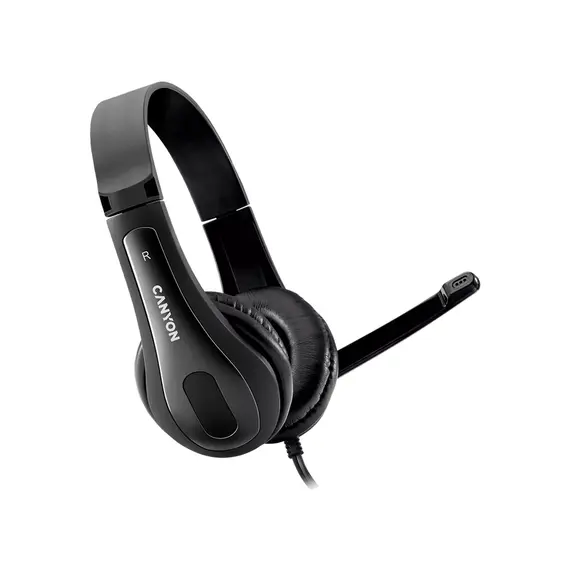 ყურსასმენი CANYON PC headset HSC-1 PC Mic Flat 2m Black , 2 image - Primestore.ge