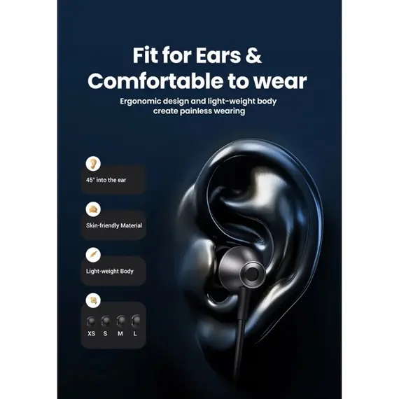 Headphones UGREEN EP105 (35754), In-Ear Headphones, Wired, USB-C, Black, 3 image