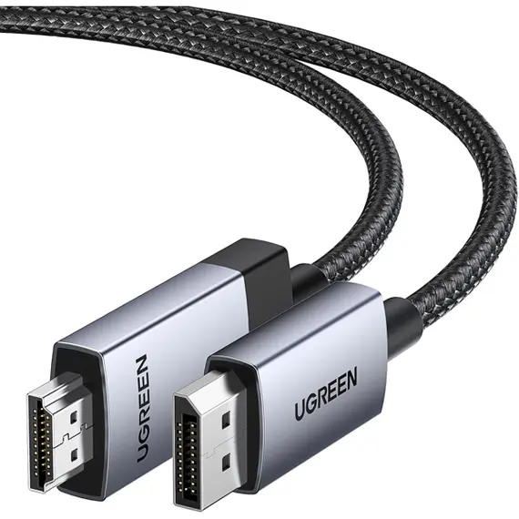 ვიდეო კაბელი UGREEN DP119 (15774), 4K, DisplayPort to HDMI, 2m, Grey/Black , 2 image - Primestore.ge