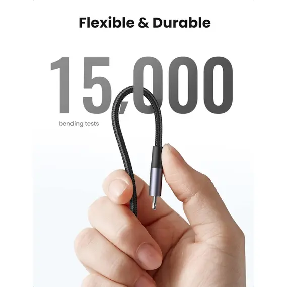 USB კაბელი UGREEN US304 (60761), MFi, Type-C To Lightning, 2m, Black/Gray , 4 image - Primestore.ge